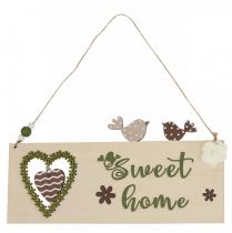 Article Décoration de fenêtre, décoration suspendue, panneau en bois « Sweet Home », 25 cm, lot de 2