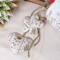 Article Décoration à suspendre décoration en métal coeurs et fleurs blanc 10cm 4 pcs