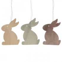 Article Décoration de Pâques à suspendre, lapin de Pâques en bois, pendentif de Pâques 12cm 12pcs