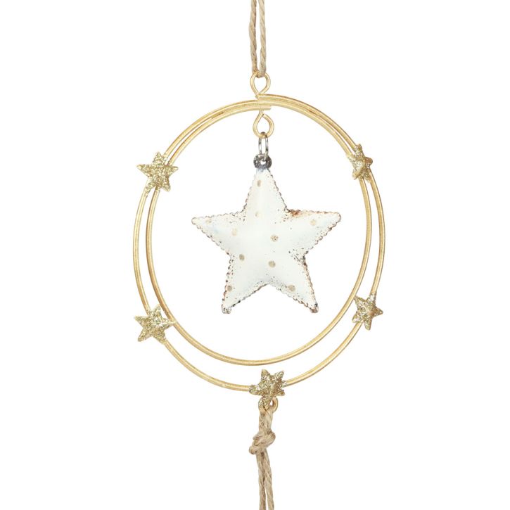 Article Suspensions de Noël Étoile en Métal Doré et Blanc - Lot de 3 - H 38 cm
