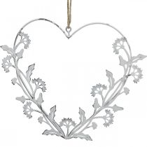 Coeur déco à suspendre pissenlit vintage métal blanc 17,5cm 3pcs