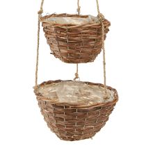 Article Panier à fleurs suspendu 2 paniers bois naturel Ø20cm/26cm
