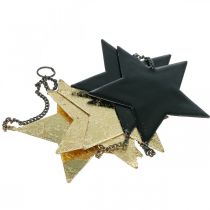 Article Décoration de Noël pendentif étoile or noir 5 étoiles 78cm