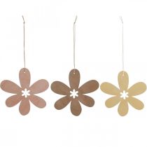 Fleur décorative pendentif en bois fleur en bois violet/rose/jaune Ø12cm 12 pièces