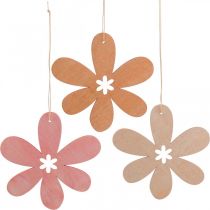 Déco fleur pendentif en bois fleur en bois orange/rose/jaune 12 pièces