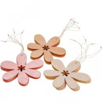 Article Déco fleur pendentif en bois fleur en bois orange/rose/jaune 12 pièces