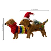 Article Set de 2 décorations en feutre, chiens teckels 16 cm, pour sapin de Noël