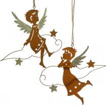 Suspension déco ange de Noël décoration métal rouille 15cm 6pcs