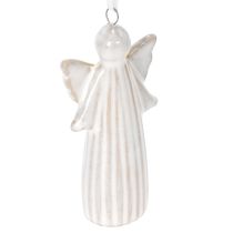 Article Lot de 4 figurines anges à suspendre en céramique gris 8 cm