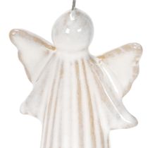 Article Lot de 4 figurines anges à suspendre en céramique gris 8 cm