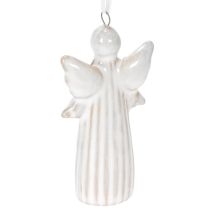 Article Lot de 4 figurines anges à suspendre en céramique gris 8 cm