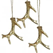 Article Pendentif de Noël déco bois de cerf décoration d&#39;arbre or 7,5cm 6pcs