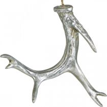 Pendentif de Noël déco bois de l&#39;avent argent 15cm 4pcs