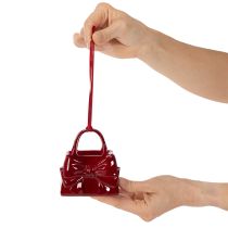 Article Décoration suspendue en forme de sac à main avec nœud, 10 cm, bordeaux, en polyresine