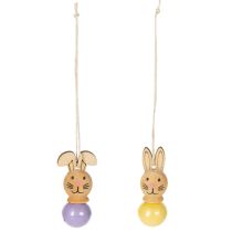Article Pendentifs décoratifs en bois en forme de lapin de Pâques pour le printemps et le sapin de Pâques, 4 cm, lot de 12