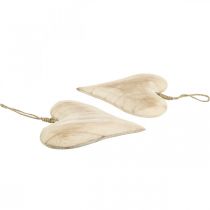 Article Coeur en bois, coeur décoratif à suspendre, décoration coeur H16cm 2 pcs