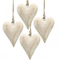 Coeur en bois, coeur décoratif à suspendre, décoration coeur H10cm 4 pcs