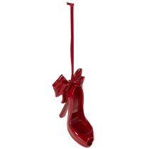 Article Décoration Chaussure à Suspendre avec Ruban 10cm Bordeaux en Résine