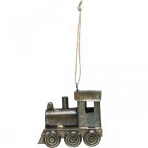 Article Décoration de Noël Locomotive Vintage en Métal avec Cordelette, 7,5 cm