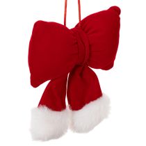 Article Ruban en tissu flanelle rouge avec bord en peluche 15 cm