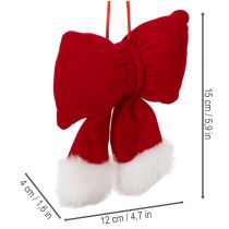 Article Ruban décoratif en flanelle rouge avec bordure en peluche 15 cm