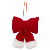 Article Ruban décoratif en flanelle rouge avec bordure en peluche 15 cm