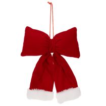 Article Décoration Noël Flanelle Rouge 25 cm avec Bord en Fourrure Blanche