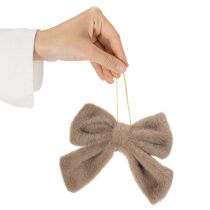 Article Lot de 3 nœuds décoratifs en peluche avec attache, 16 cm, beige, crème et brun, pour décoration intérieure