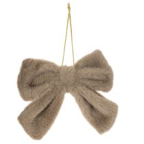 Article Lot de 3 nœuds décoratifs en peluche avec attache, 16 cm, beige, crème et brun, pour décoration intérieure
