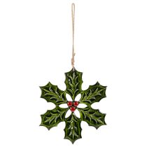 Article Ornement suspendu en houx en bois 26 cm pour décoration intérieure