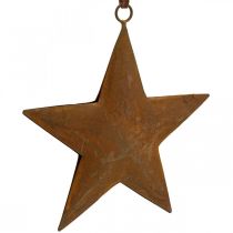 Pendentif de Noël étoile étoile en métal aspect rouille H13,5cm