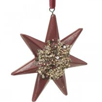 Article Pendentif décoration de Noël étoile à suspendre Bordeaux 4 pcs
