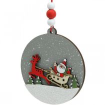 Article Lot de 6 décorations rondes en bois à suspendre – Motifs de Noël – Ø8,5 cm