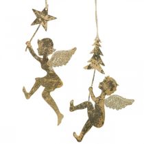 Pendentif ange doré, décoration ange de Noël H20/21.5cm 4pcs