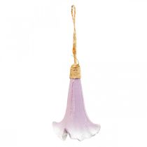 Suspension déco Campanule Violet Blanc Ø3.5cm H8cm 6pcs