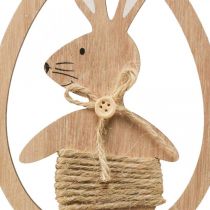 Pendentif décoratif en bois décoration de Pâques lapin dans l&#39;oeuf 9×1.5×23cm 6 pièces
