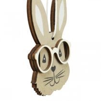 Pendentif en bois lapin avec lunettes carotte marron beige 4×7.5cm 9pcs