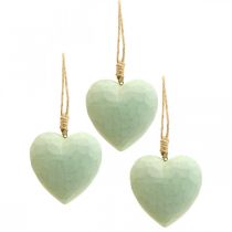 Article Coeur en bois déco cintre coeur en bois déco vert 12cm 3pcs