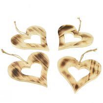 Article Coeurs en bois cintre décoratif coeur en coeur flammé 15x15cm 4pcs