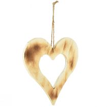 Article Coeurs décoratifs en bois à suspendre coeur brûlé dans le coeur 20cm 3pcs