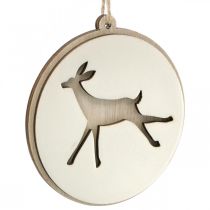Article Lot de 6 médaillons décoratifs en bois avec motifs de cerfs - Ø9,5 cm