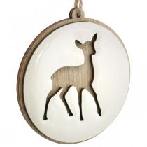 Article Lot de 6 médaillons décoratifs en bois avec motifs de cerfs - Ø9,5 cm
