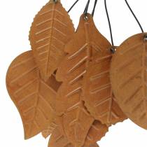 Suspension déco feuilles d&#39;automne métal patiné H25cm 2pcs
