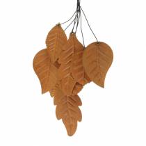 Suspension déco feuilles d&#39;automne métal patiné H25cm 2pcs