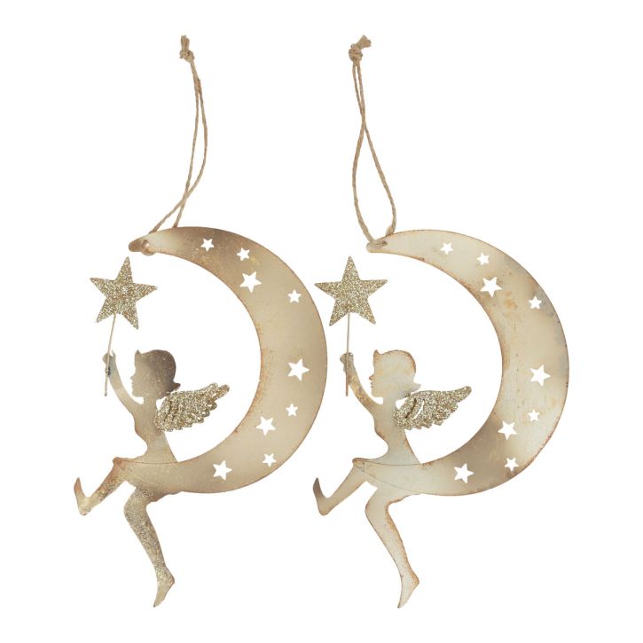 Article Pendentif ange étoile décoration de Noël à suspendre H19cm 2 pièces