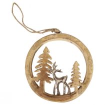 Article Décoration de fenêtre à suspendre Décoration de Noël Décoration en bois de renne 19,5 cm