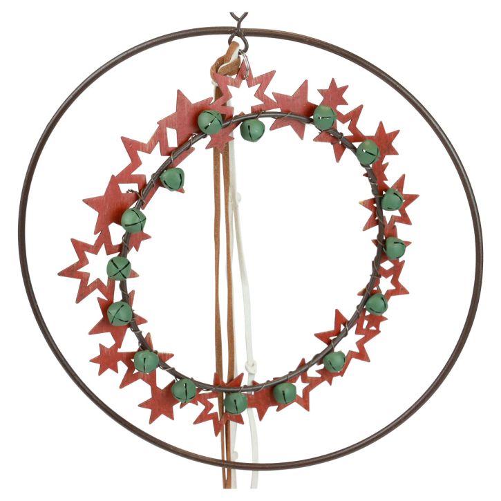 Article Décoration de Noël suspendue en métal et bois style vintage Ø19 cm