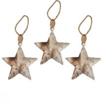 Article Décoration à suspendre étoile de Noël métal argenté 11cm 3 pcs