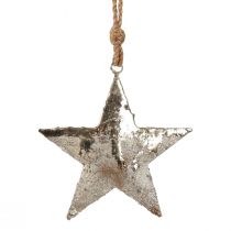 Décoration à suspendre étoile métal décoration de Noël argent 15,5cm 3pcs