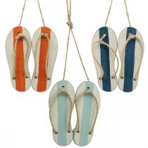 Article Tongs décoratives à suspendre décoration maritime orange/bleu H15cm 3 pcs